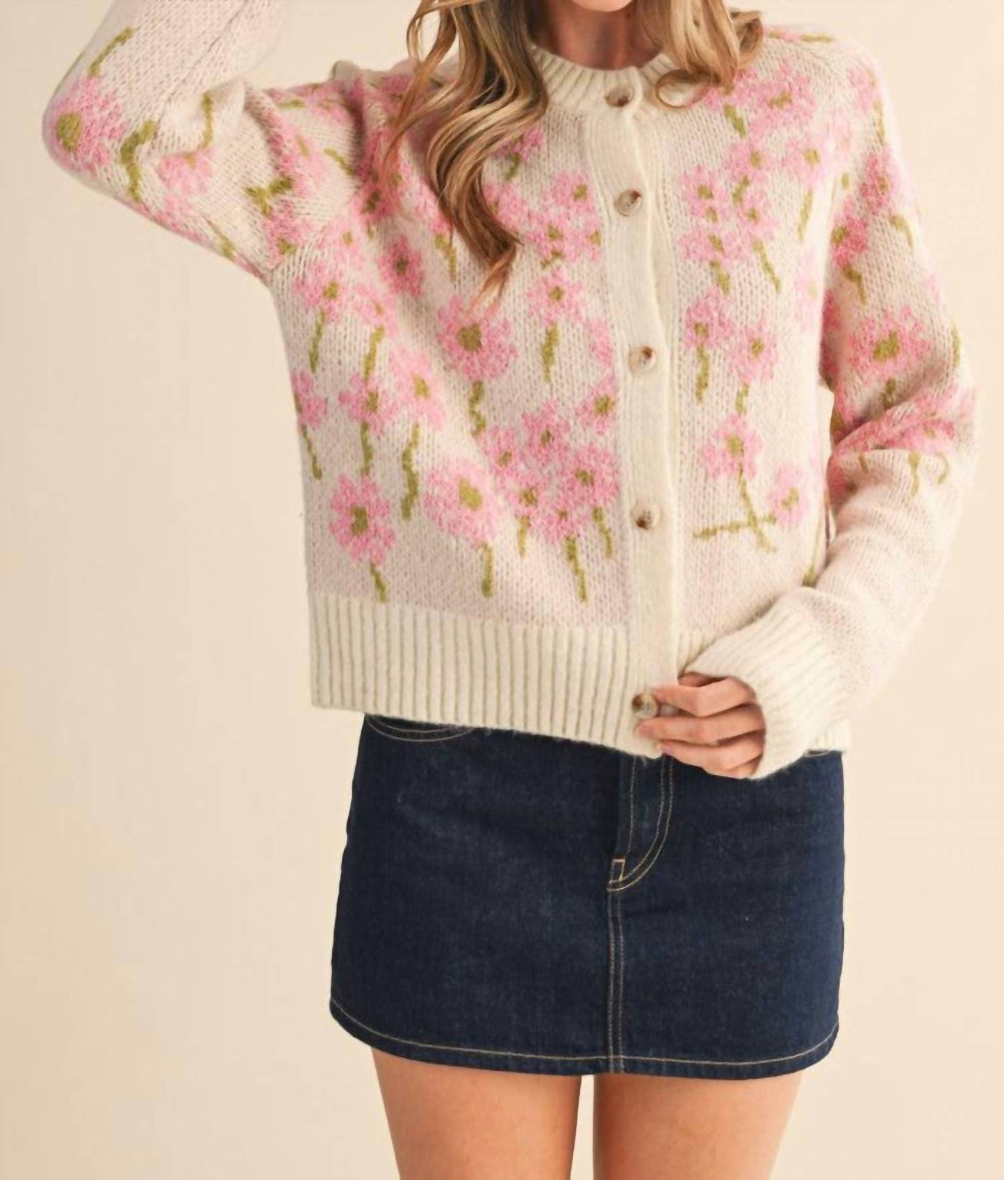 &Merci - Southern Grace Floral Knit Sweater Cardigan