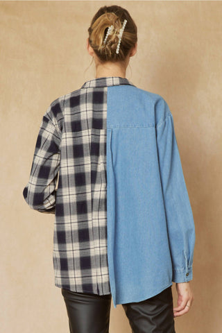 Entro - Denim & Plaid Top