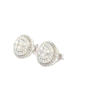 Aamiaa - 0.65 Carat Natural Diamond Double Halo Cluster Stud Earrings