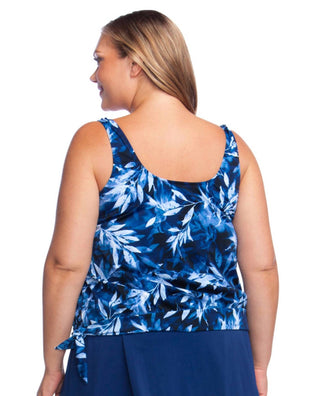 Maxine Of Hollywood - Plus Size Banded Scoop Blouson Tankini Top