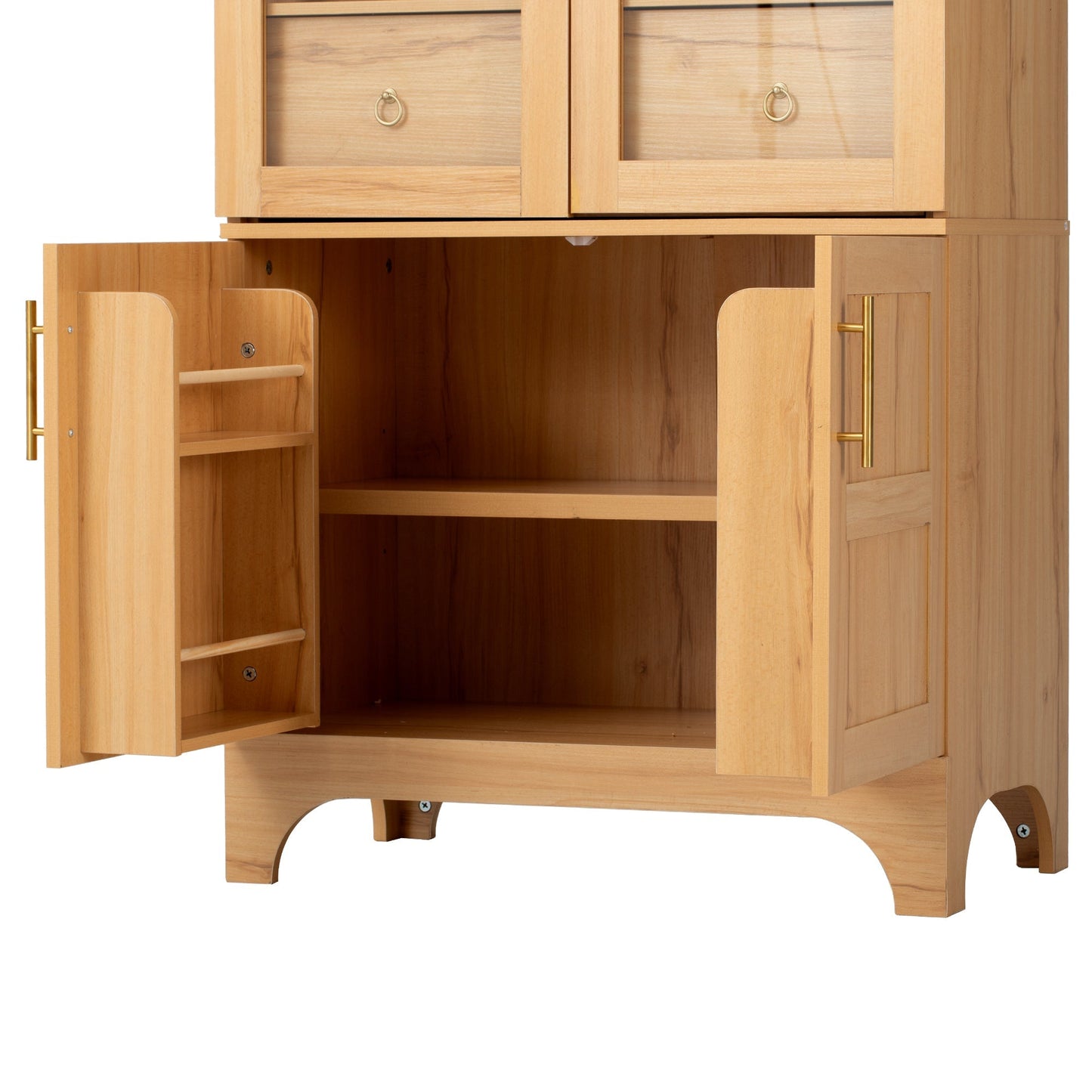 K&K 71' Tall Arched Kitchen Pantry Cabinet with Adjustable Shelves