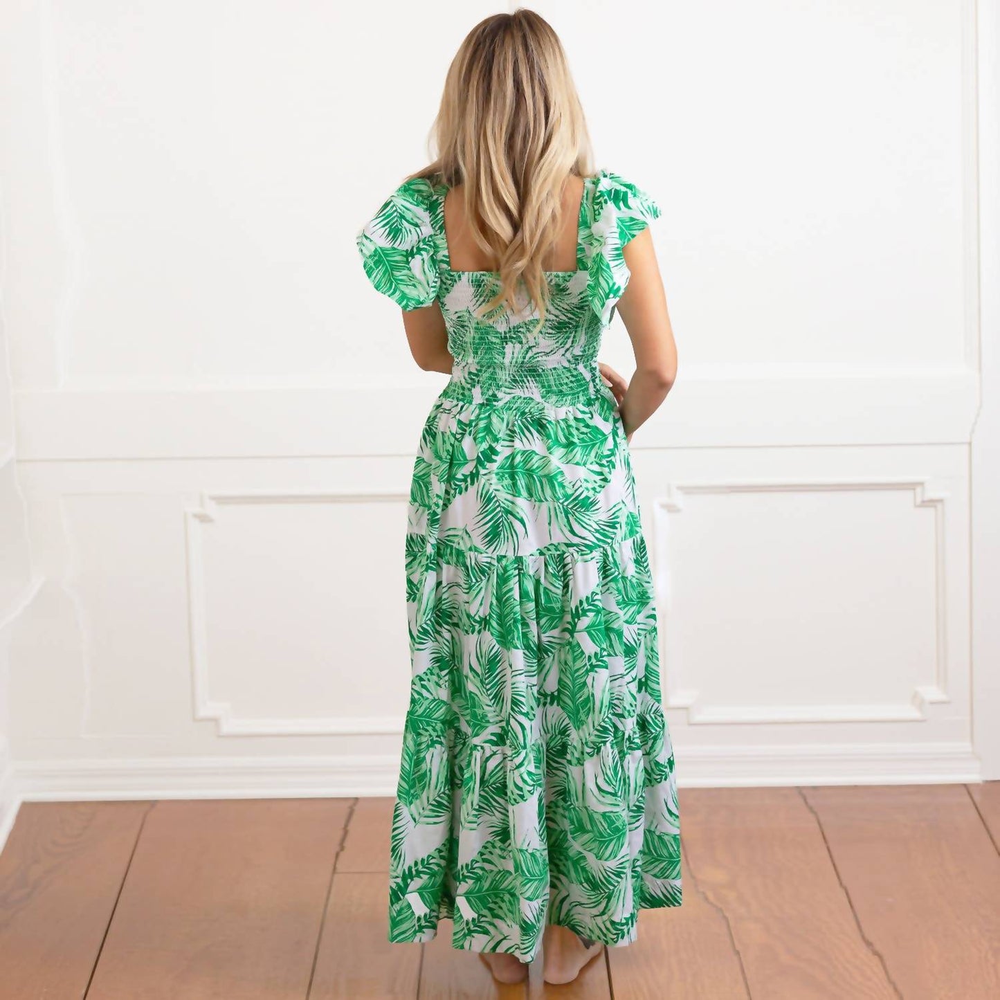 8 Oak Lane - Botanical Smocked Flutter Sleeve Dress