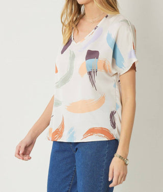 Entro - Brushstroke V-neck Top