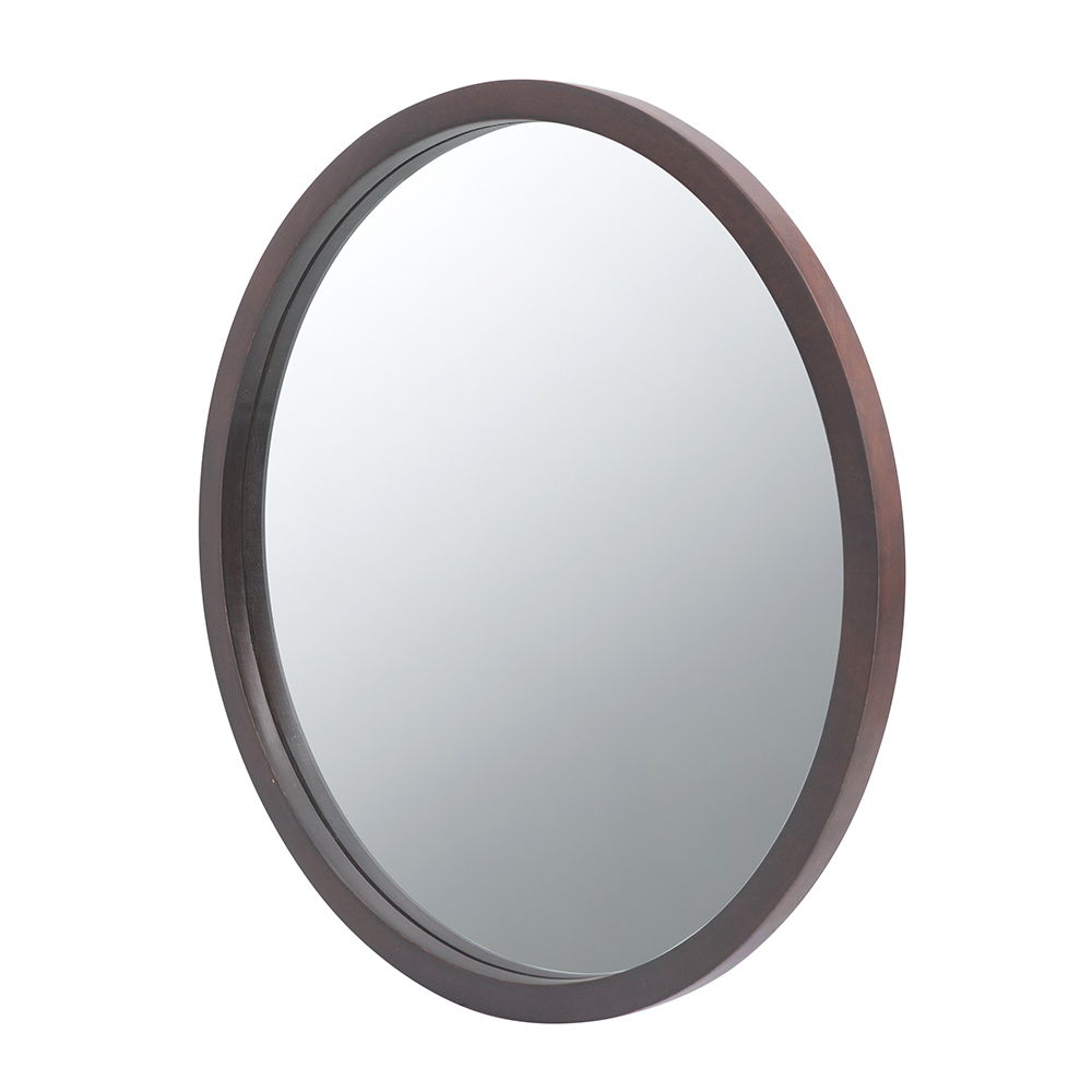 Circle Wall Mirror With Wooden Frame for Living Room