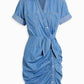 Veronica Beard - Hensley Ruched Mini Shirt Denim Dress