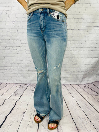Judy Blue - Light Distressed Flare Jeans
