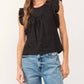 Another Love - Anelia Black Linen Petal Sleeve Top