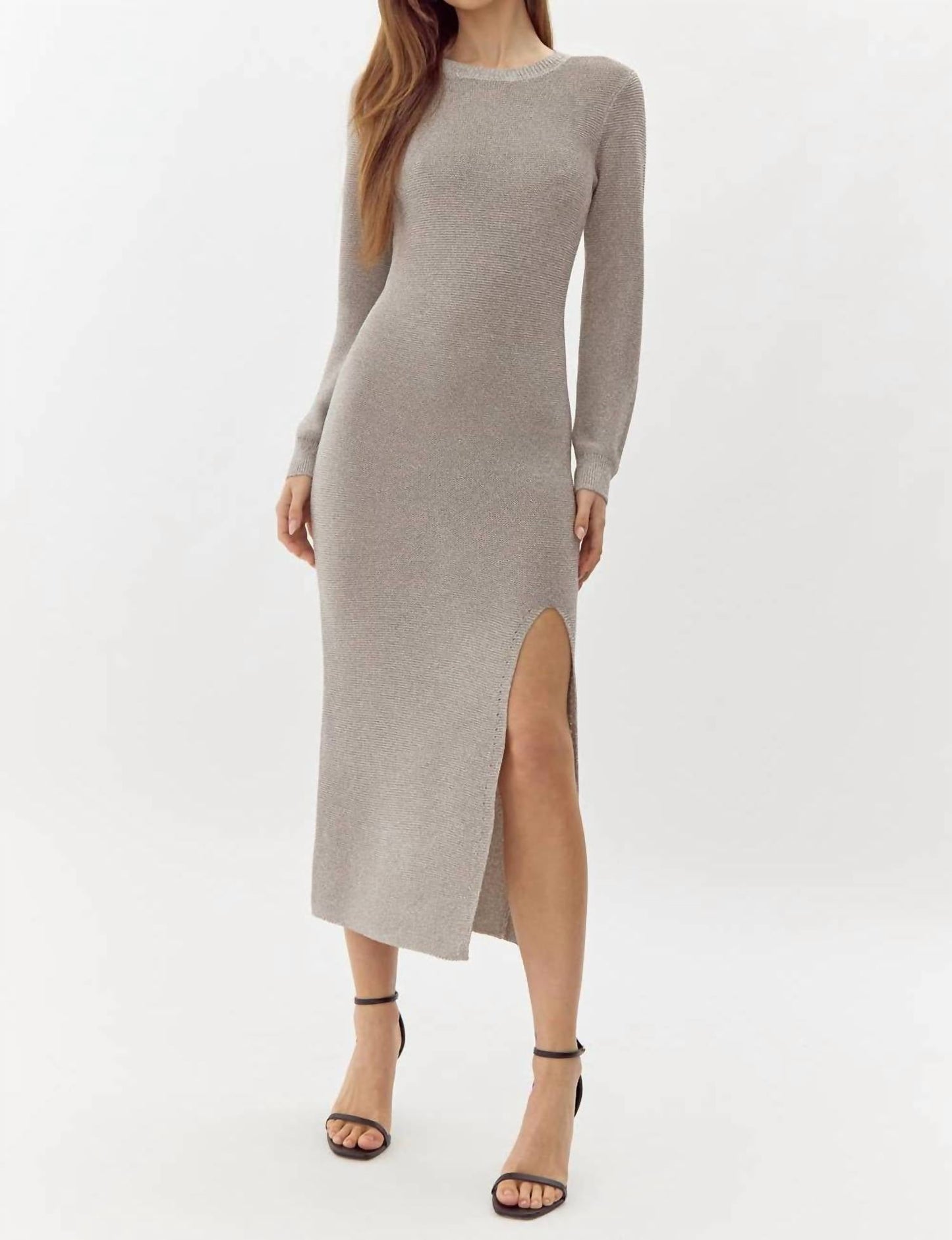 Adelyn Rae - Estelle Metallic Knit Midi Dress