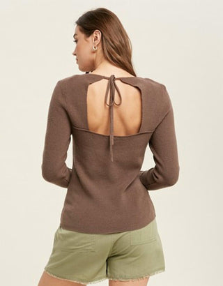 Wishlist - Reagan Ribbed Open Back Sweater