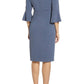 Adrianna Papell - Square Neck 3/4 Bell Sleeves Metallic Knit Dress