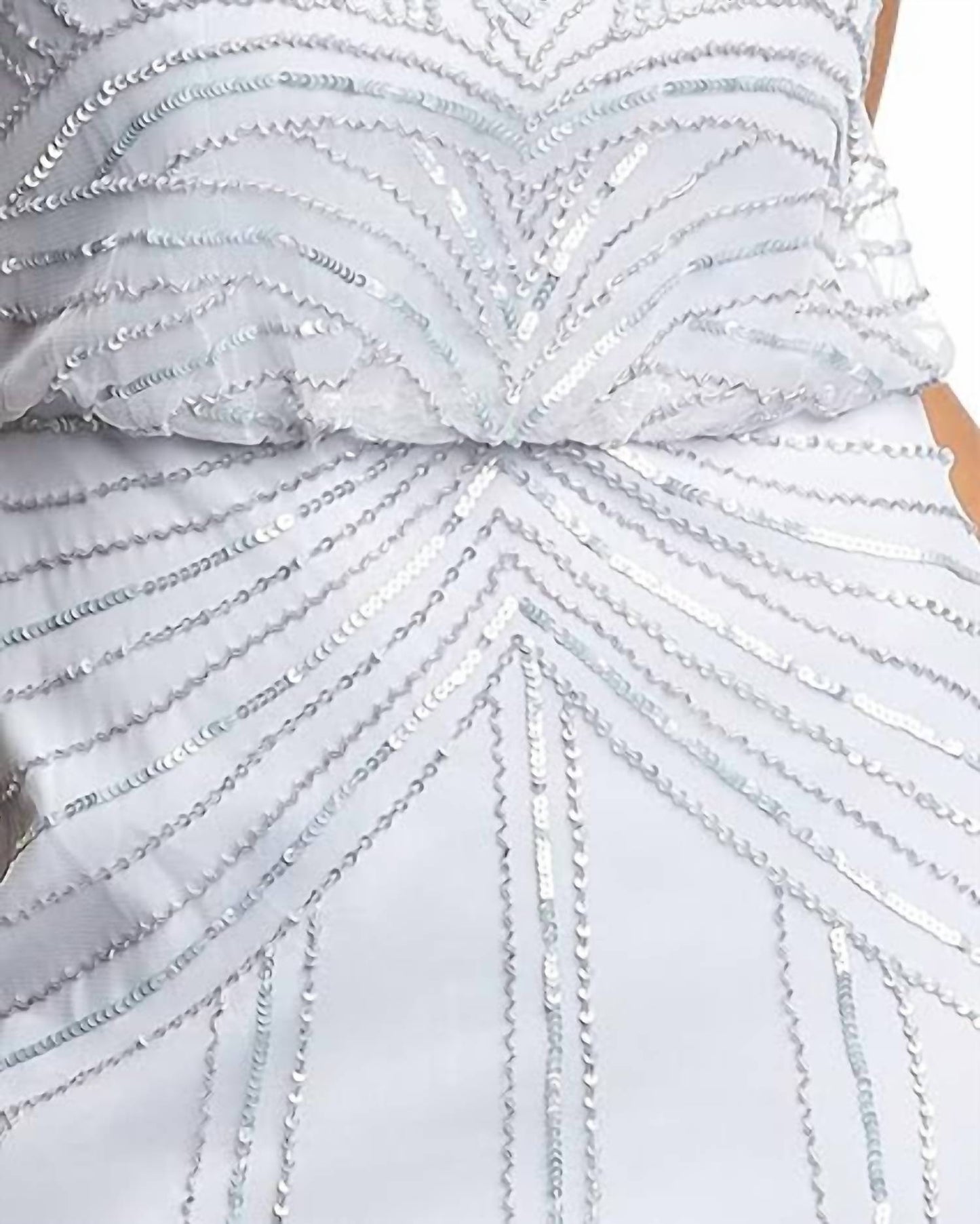 Adrianna Papell - Bateau Neck Short Sleeves Long Gown