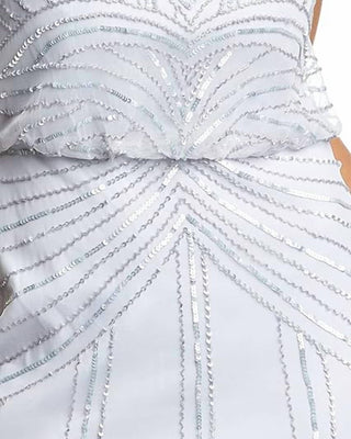 Adrianna Papell - Bateau Neck Short Sleeves Long Gown