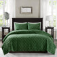 3 Piece Velvet Quilt Set Green Full/Queen