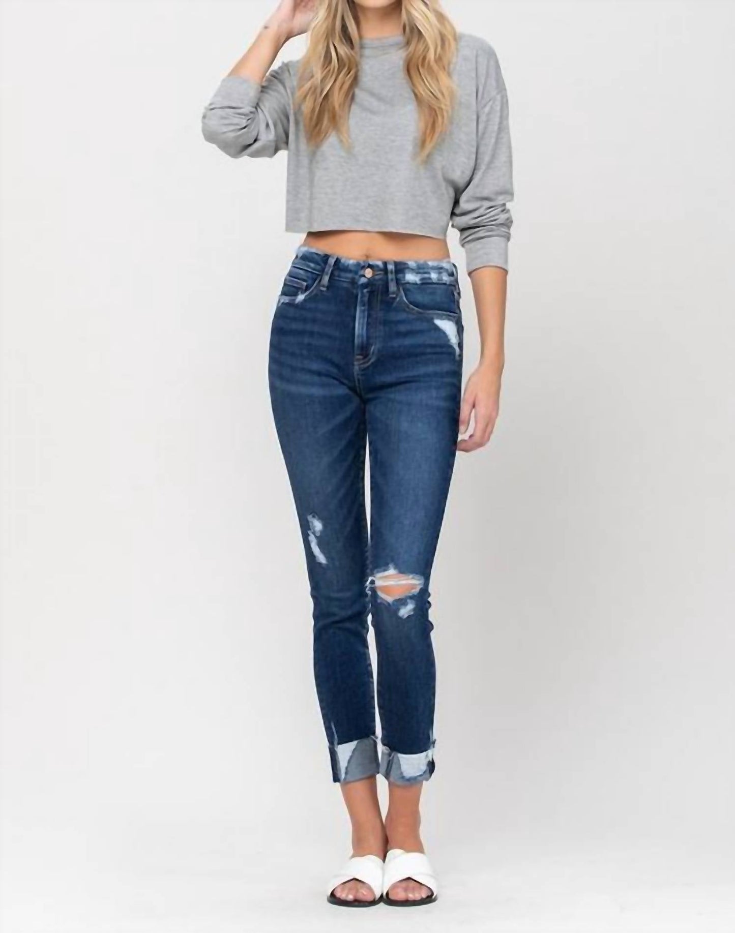 Vervet By Flying Monkey - High Rise Distressed Clean Cut Crop Skinny Jeans