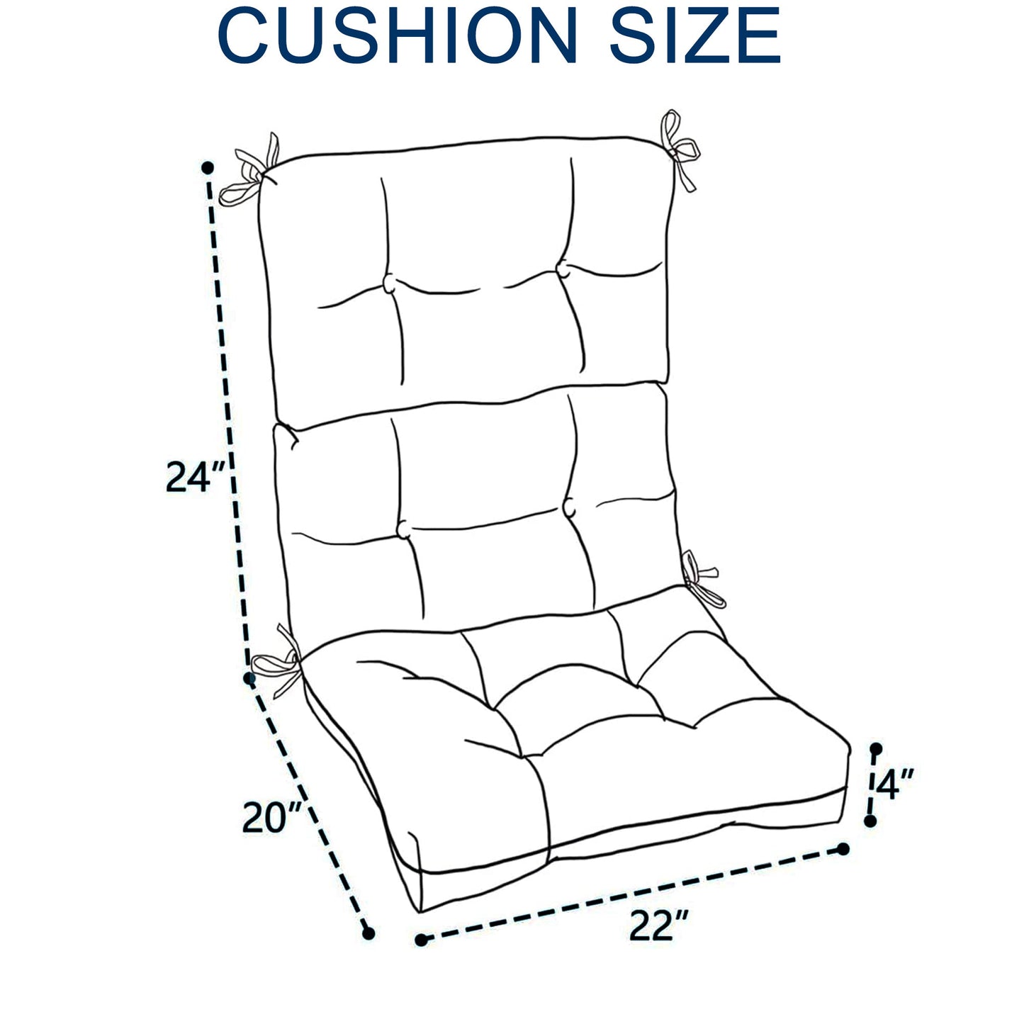 2-Piece High Back Patio Chair Cushion Set, Yellow/White