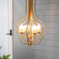 4 Light Metal Chandelier with Adjustable Chain - Gold