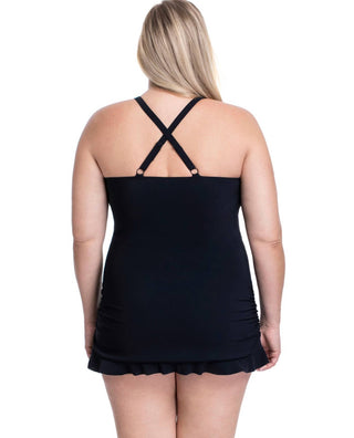 Profile By Gottex - Plus Size Halter Cross Back Underwire Swimdress