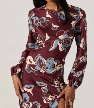 Astr - Elyse Satin Floral Midi Dress