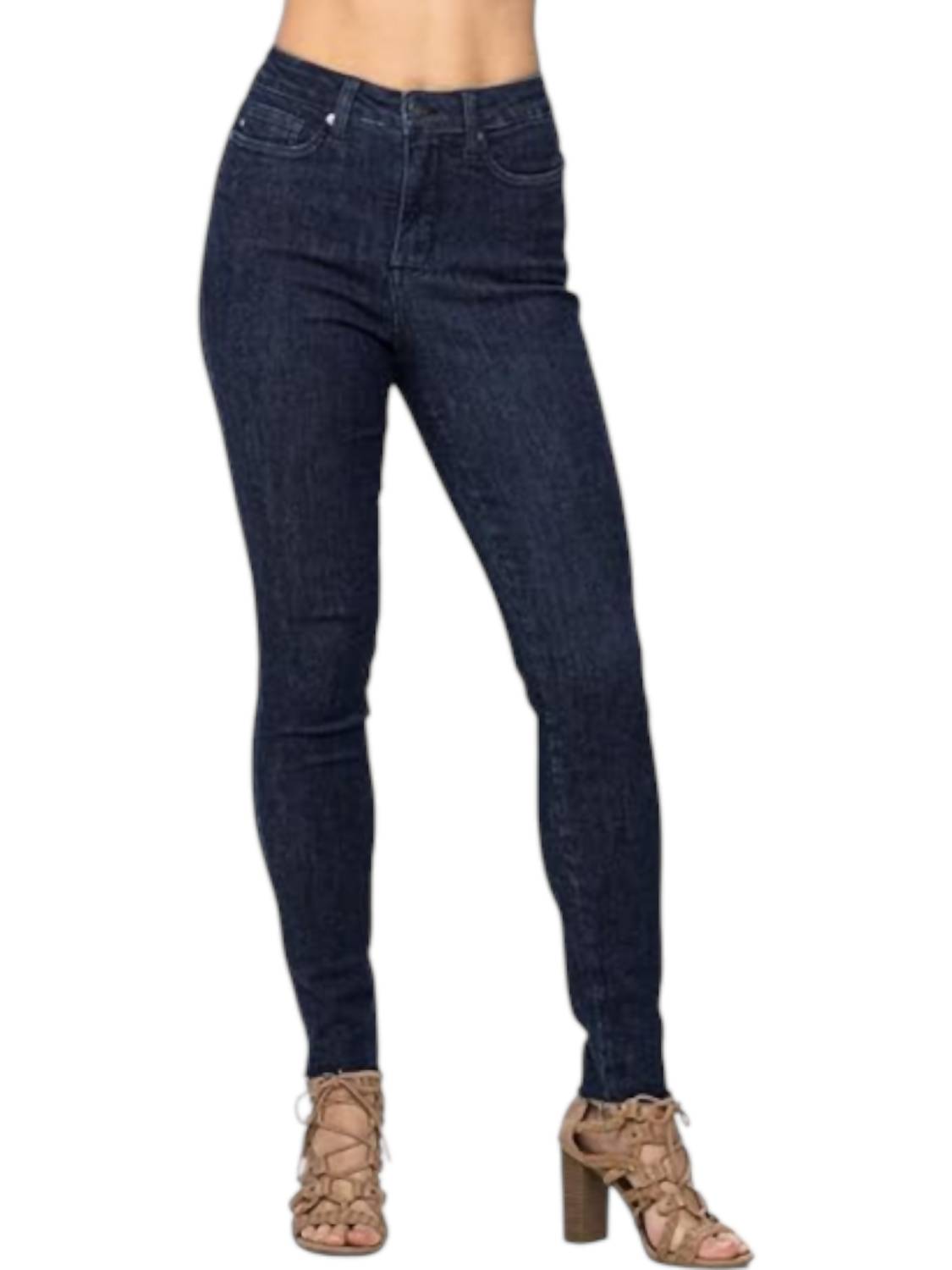 Judy Blue - Tummy Control Raw Hem Skinny Jeans