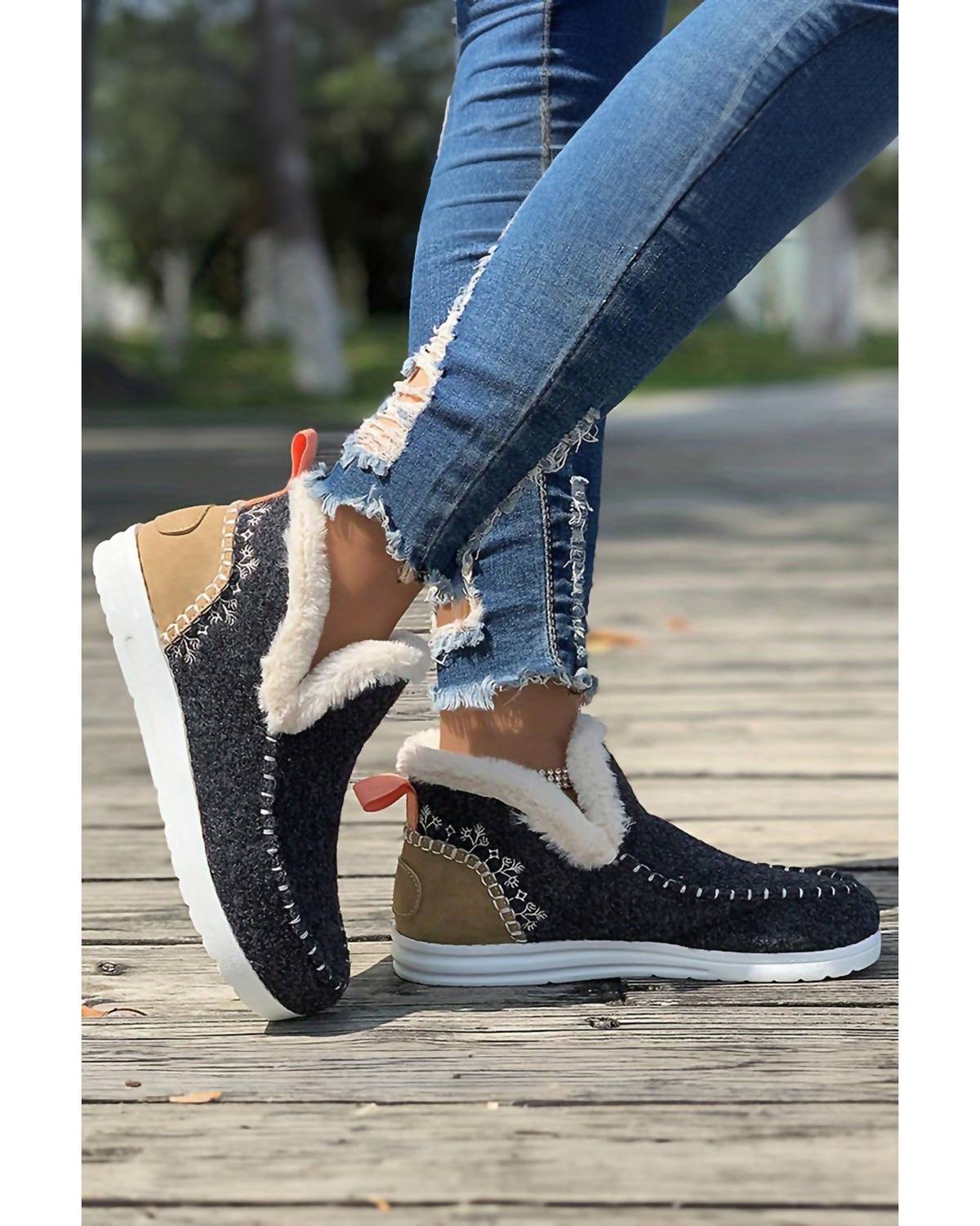 1 The Woman - Women's Plush Lined Shoes Ankle Boot