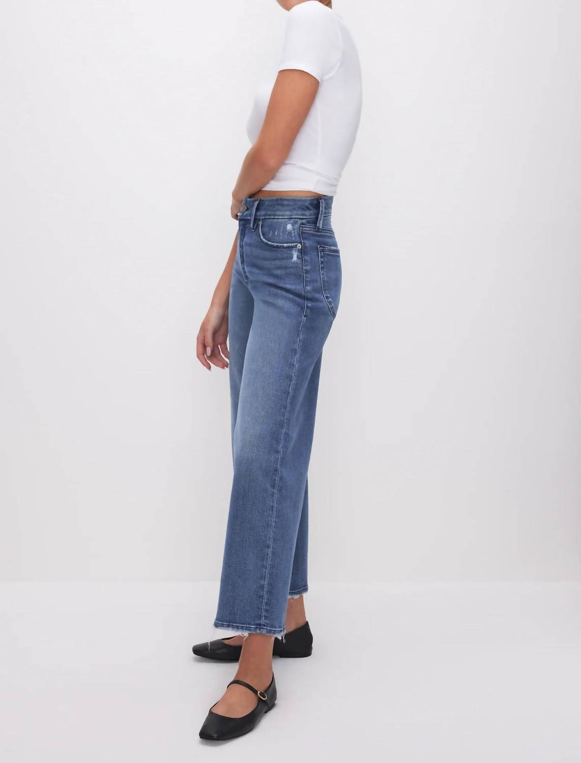 Good American - Good Waist Cropped Palazzo Jeans