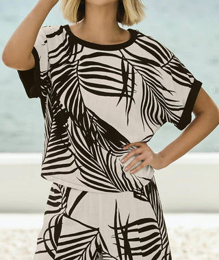 Frank Lyman - Tropical Leaf Print Top