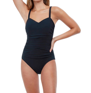 Profile By Gottex - F-Cup Scoop Neck Shirred One Piece Swimsuit