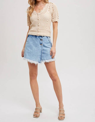 Bluivy - DENIM FRAYED-TRIM SKORT