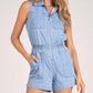 Elan - Haylee Chambray Zip Romper