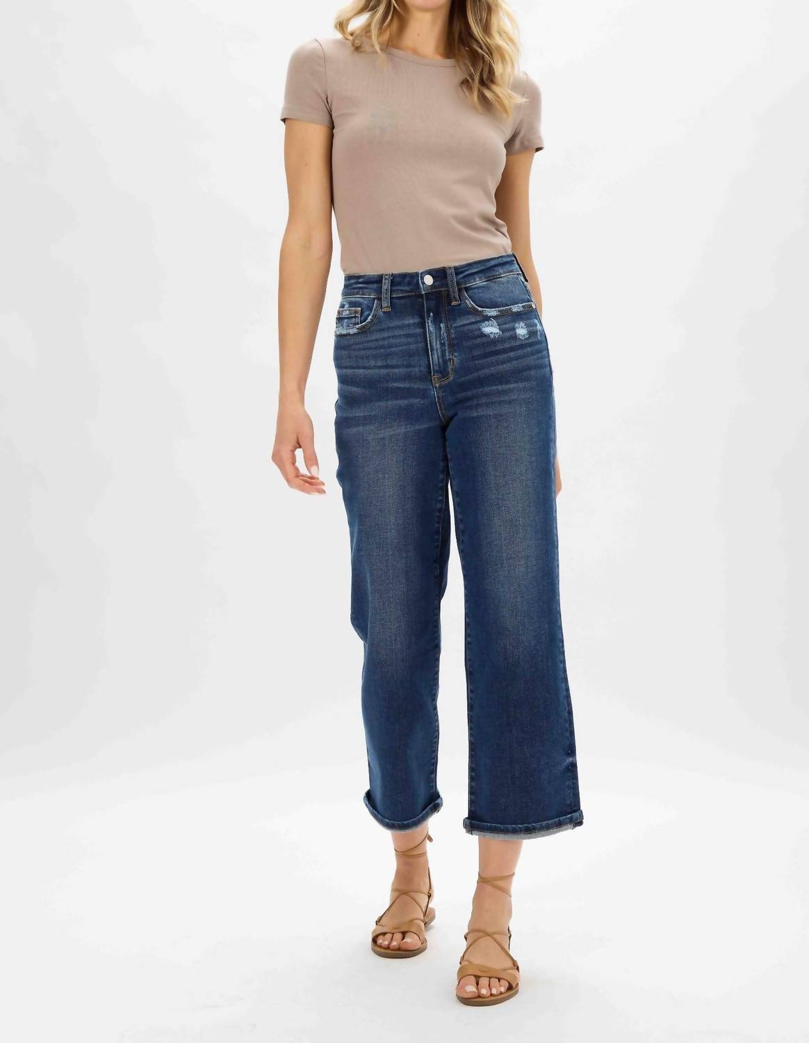 Judy Blue - High Waist Ripped Pocket Wide Leg Jeans