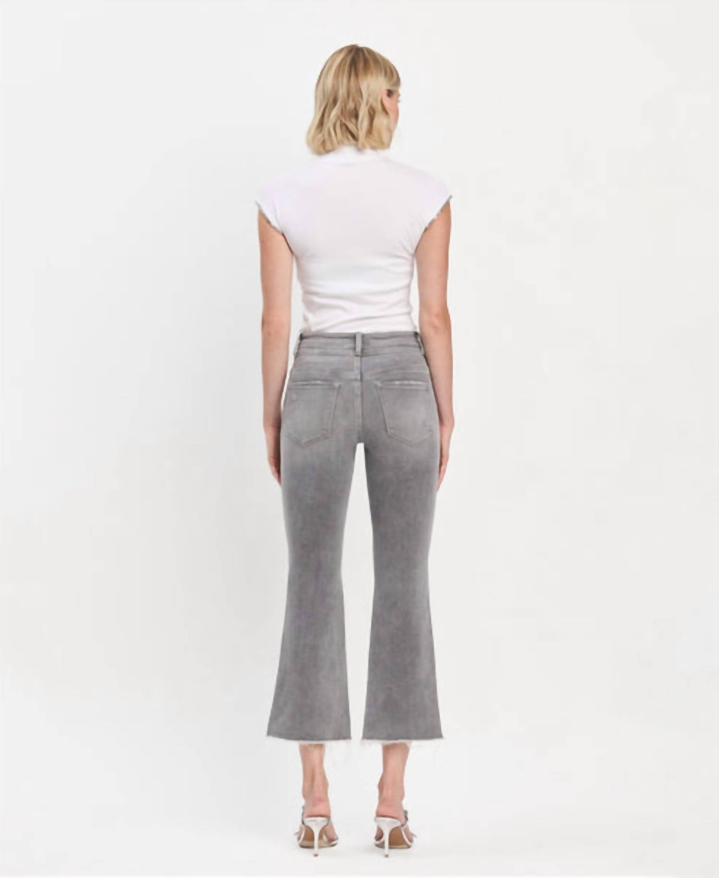 Vervet By Flying Monkey - High Rise Raw Slant Hem Mini Bootcut Jeans