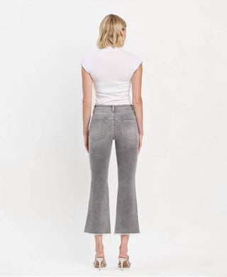 Vervet By Flying Monkey - High Rise Raw Slant Hem Mini Bootcut Jeans