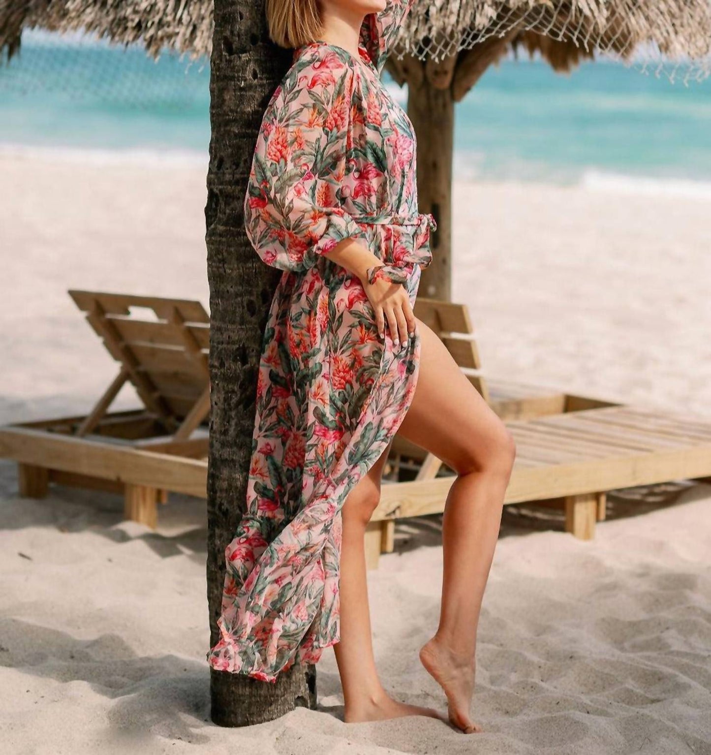 Lia Sahara - Long Sleeve Robe Cover Up