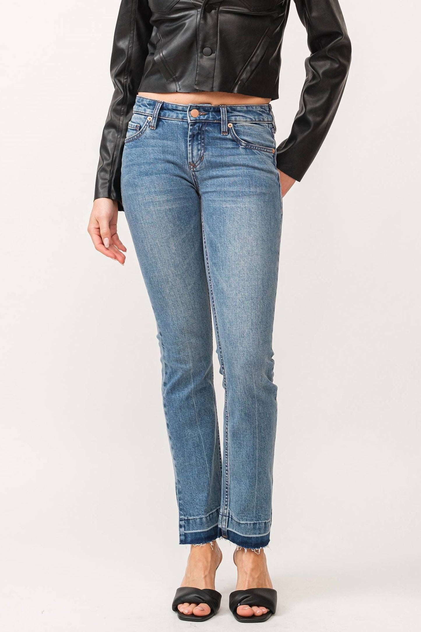 Dear John Denim - Playback Mid-Rise Slit Hem Slim Straight Jeans