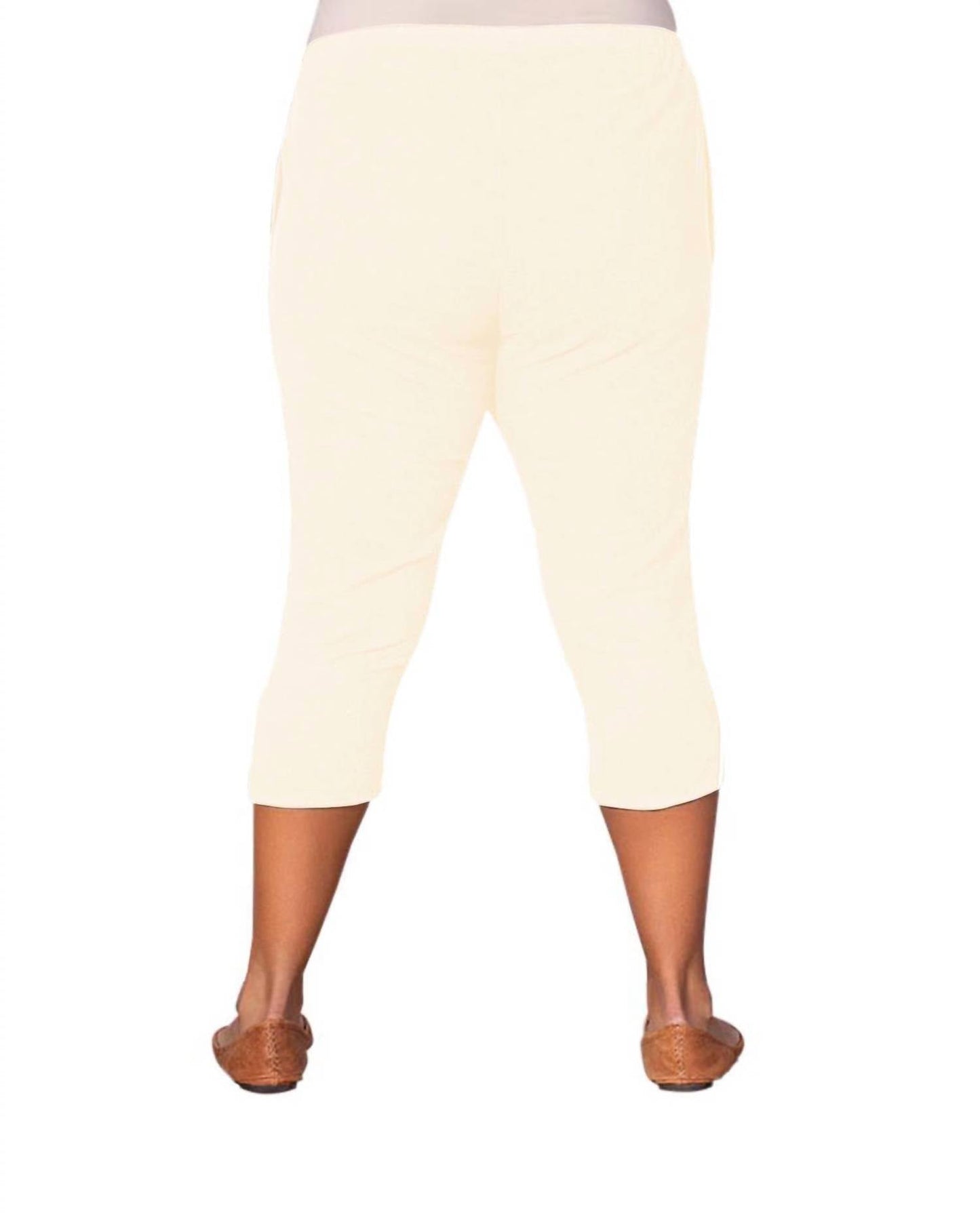 On The Plus Side - Crinkle Cotton Crop Pants - Plus