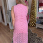 Entro - Blush Lace Embrace Midi Dress