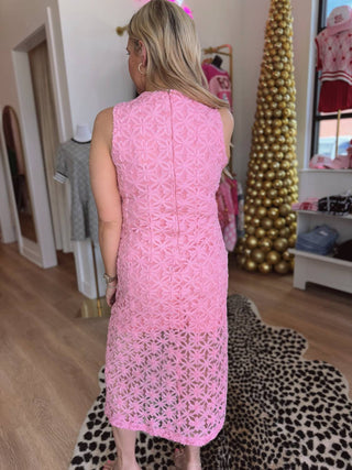 Entro - Blush Lace Embrace Midi Dress