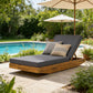 Acacia Wood Chaise Lounge with Cushion - Teak Finish