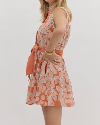 Entro - Embroidered Lace Trim Dress