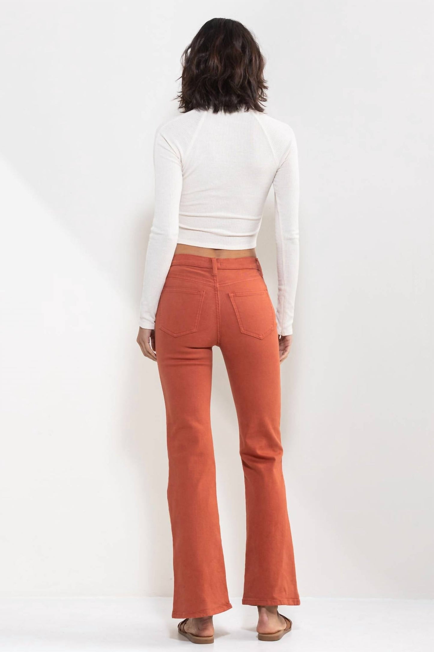 Sneak Peek - HIGH RISE SOLID SLIM BOOTCUT JEANS