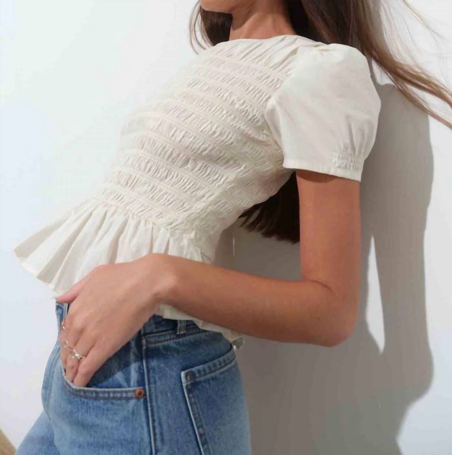 Daze - Chloe Smocked Puff Sleeve Blouse