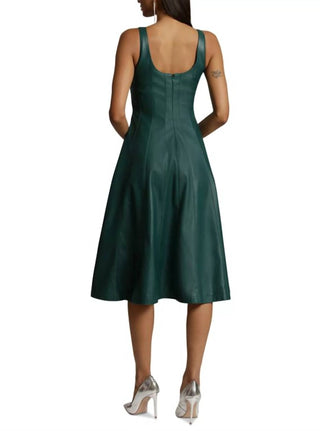 7 For All Mankind - Faux Leather Square Neck Sleeveless Midi Dress