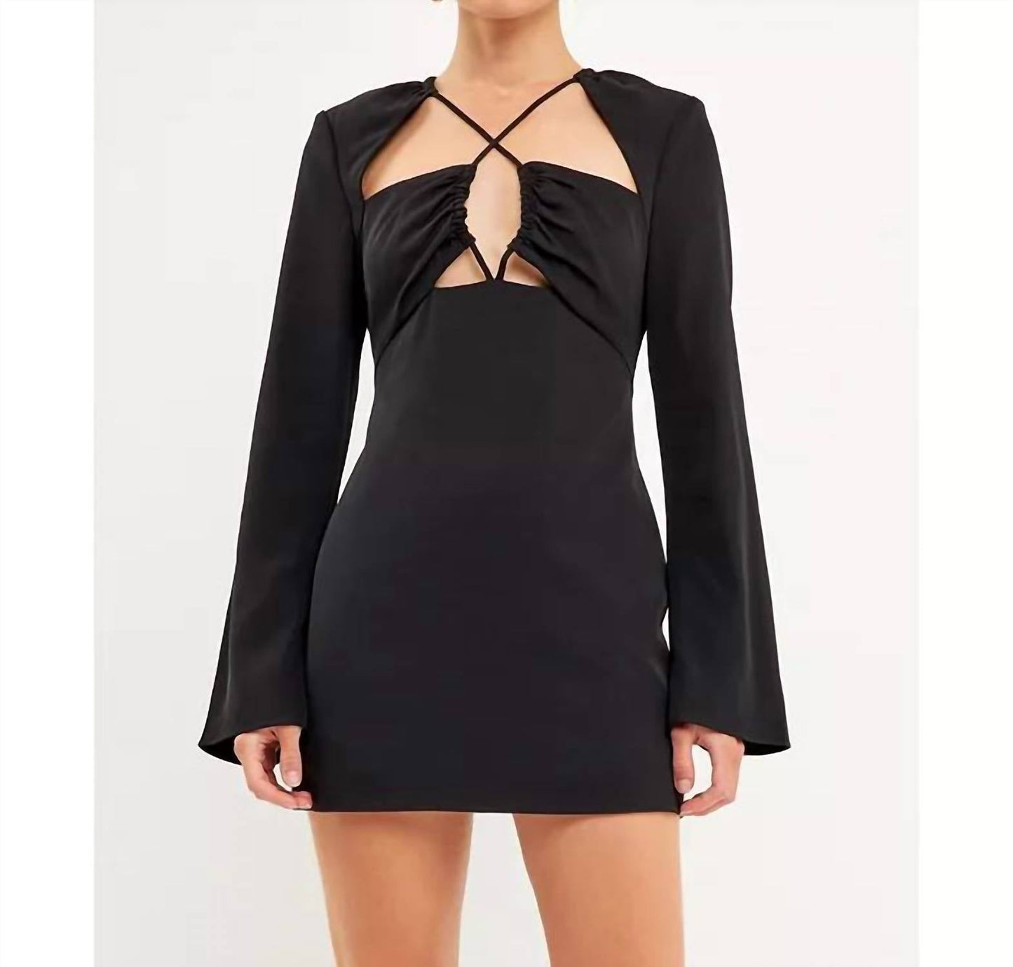 2.7 August Apparel - Crossover Straps Fitted Mini Dress