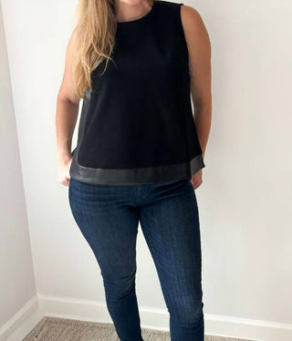 P.Cill - Faux Leather Contrast Top