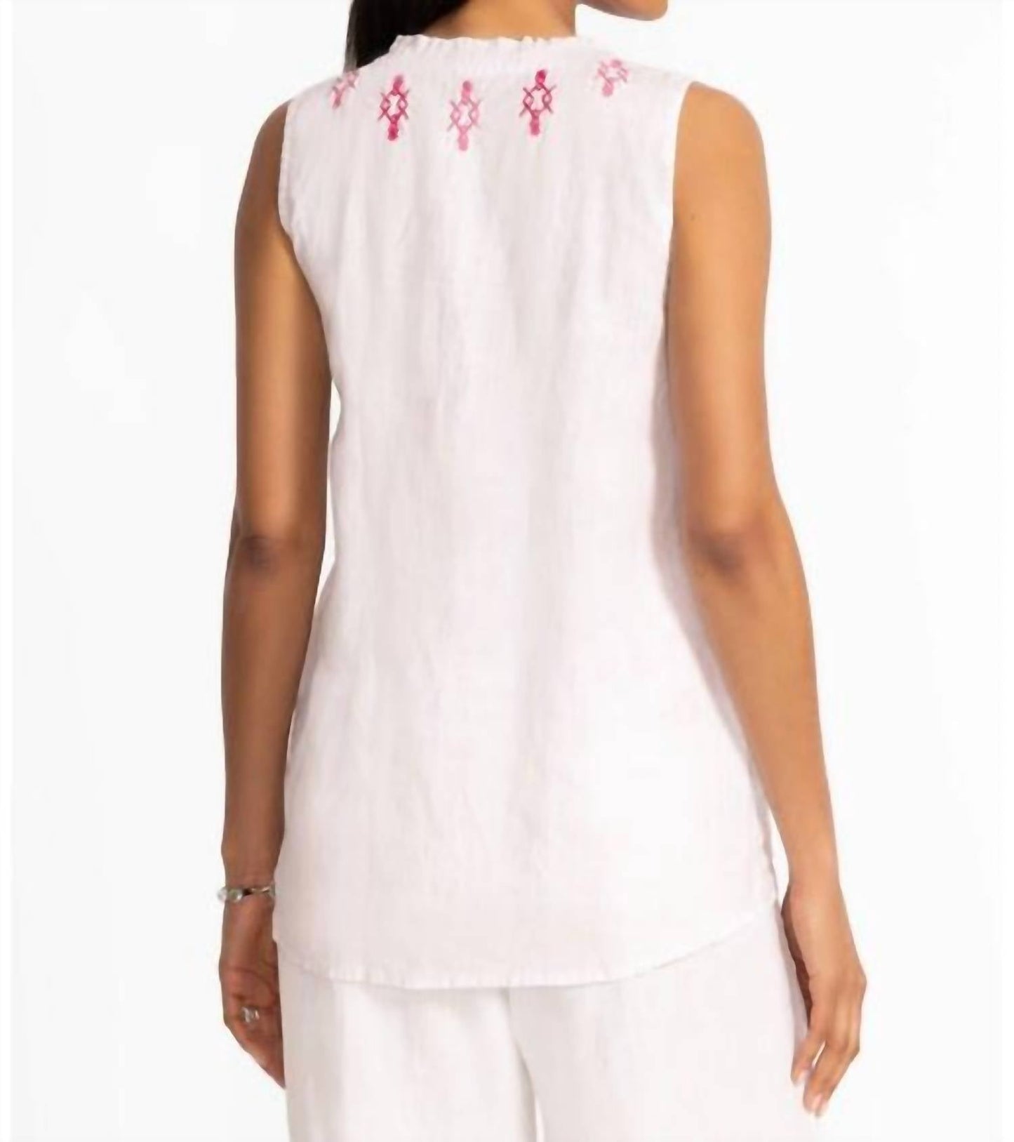 Johnny Was - LINEN RUFFLE NECK TANK ORLA