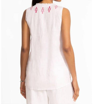 Johnny Was - LINEN RUFFLE NECK TANK ORLA