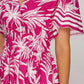 She + Sky - Short Sleeve Woven Tropical Print Midi Dress