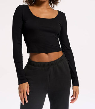 Bandier - Rivington Ribbed Long Sleeve Scoop Neck Crop Top