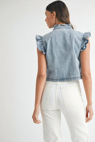 Mable - Ruffle Detail Denim Vest