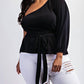 The Curve La - Plus Size One Shoulder Peplum Top With Tie